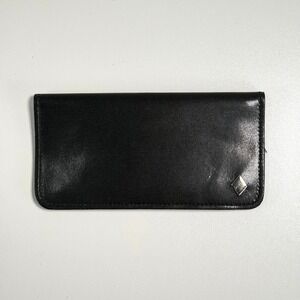 Vintage Black Leather Checkbook Wallet BiFold Western Card Holder Trucker